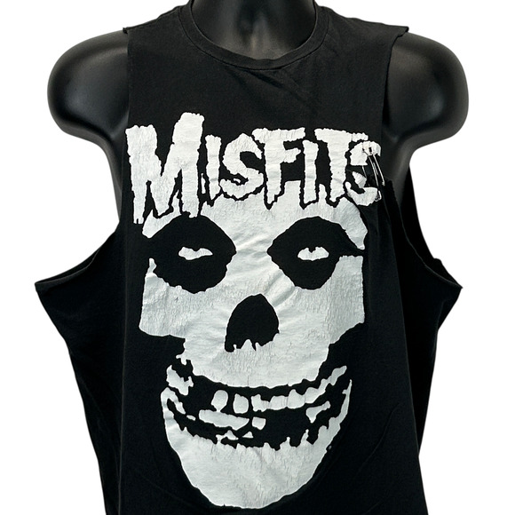 Distressed Misfits Sleeveless T Shirt Mens L Large The Crimson Ghost Skull Black - Picture 1 of 8